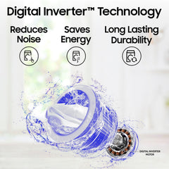 Samsung 7 kg, 5 Star, Eco Bubble Technology, Digital Inverter Motor, Soft Closing Door, Fully-Automatic Top Load Washing Machine (WA70BG4441YYTL, Lavender Gray)
