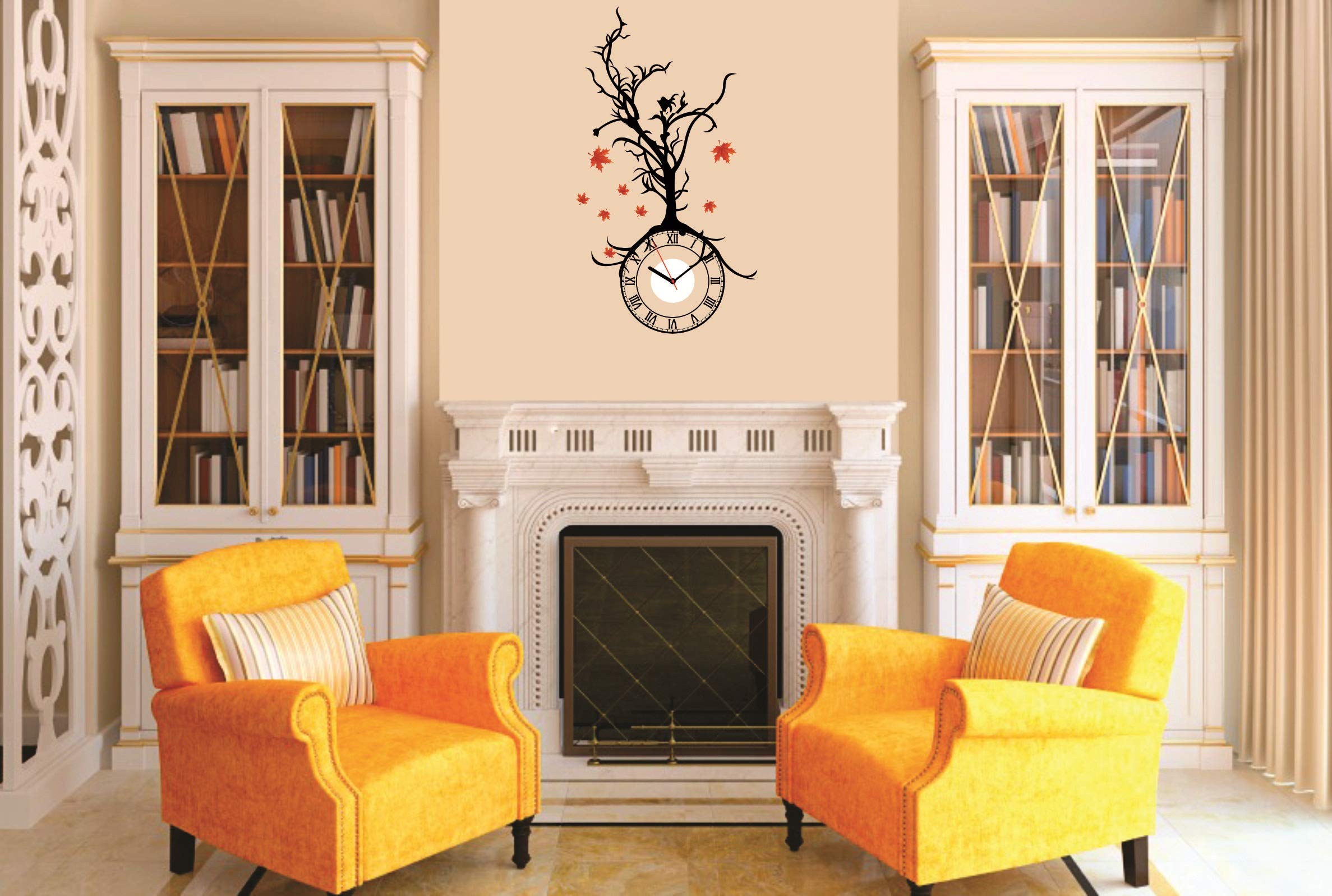 SYGA PVC, Vinyl Black Tree Wall Stickers Clock_07 (Multicolour)