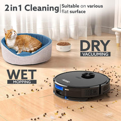 AGARO Alpha Robot Vacuum Cleaner, Brush, Dry Vacuum & Wet Mop, Automatic Cleaning, Upto 3200Pa Strong Suction, Rechargeable, App Control, Lidar Navigation, Editable Map to Clean, Hard Floor & Carpet