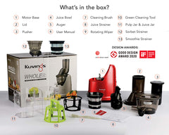 Kuvings B1700 Red Professional Cold Press Whole Slow Juicer with Smoothie & Sorbet Strainers, Patented JMCS Technology (10% More Juice), Best Fruit & Vegetable Juicer, 240W Motor, 12Yrs Motor Warranty