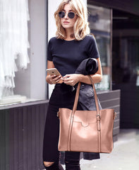 SYGA Women's Shoulder Leather Crossbody Tote Bag with Multiple Internal Pockets in Pretty Color (LIGHT BLUE)