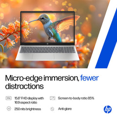 HP 15, 13th Gen Intel Core i7-1355U (16GB DDR4, 512GB SSD) FHD, Anti-Glare, 15.6’’/39.6cm, Win11, M365(1yr)* Office 24, Silver, 1.59kg, Iris Xe, FHD Camera w/Shutter, Backlit Laptop fd0468tu/fd0515tu