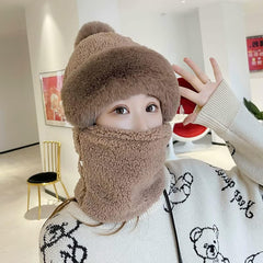 SYGABalaclava Face Cover for Women Winter Cap Comfortable Scarf Mask Ear Neck Protection (Above 15 Year) Grey