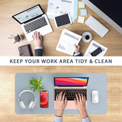 SYGA Desk Pad Protector Waterproof PU Desk Mat Blotters on Desktop Laptop Computer Gaming Keyboard Mouse Pad Non-Slip Desk Writing Mat Cover for Office & Home 90CM * 45CM Black & Black