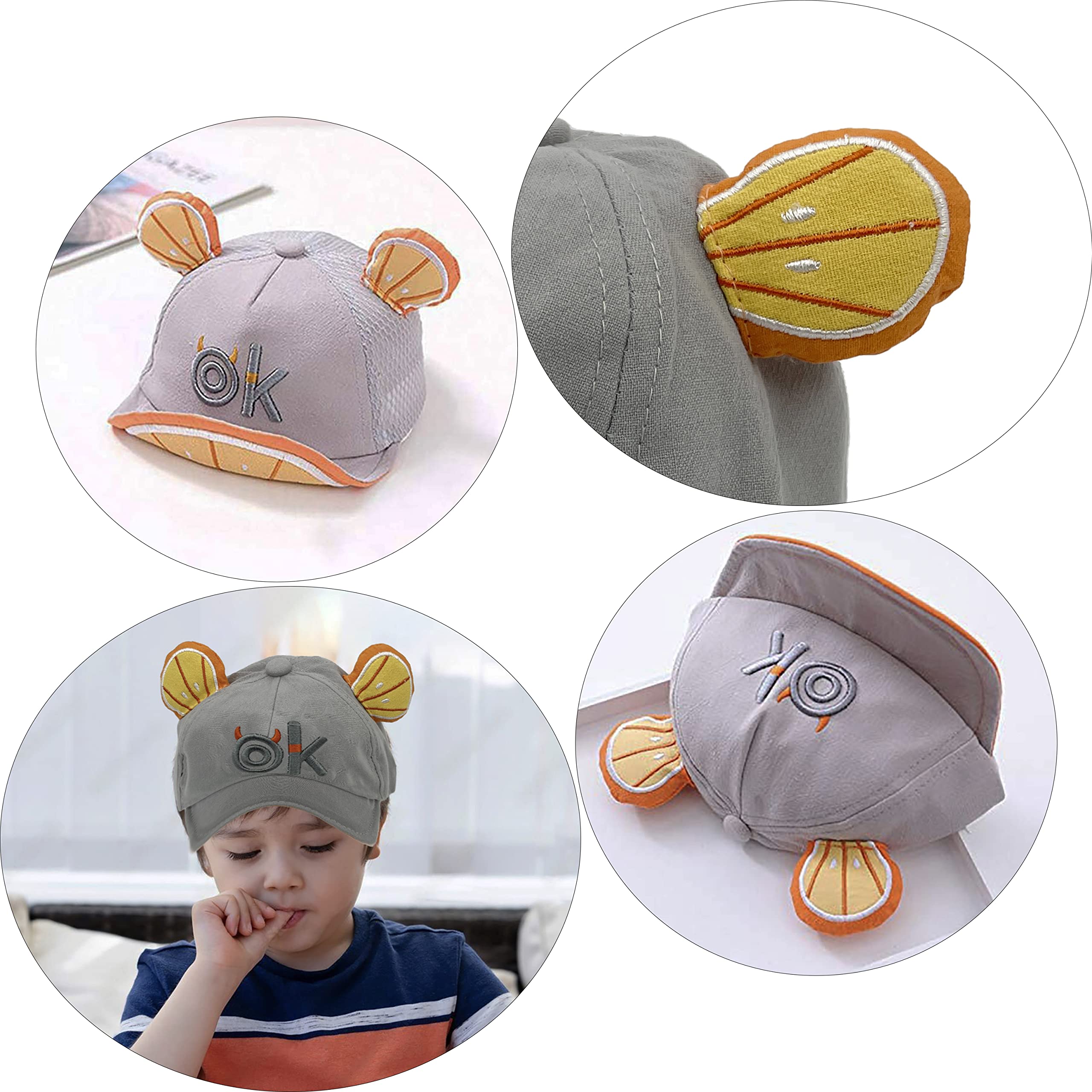 SYGA Cotton Baby Cap Fruit Design Ear Flap Baseball Printed Cap for 6 Months to 3 Year Baby Boys and Girls - Beige
