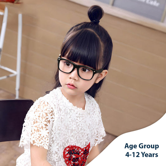 SYGA Children's Anti-Blue Light Glasses For Boys And Girls Silicone Goggles Myopia Glasses 4-12 Years old (black frame)