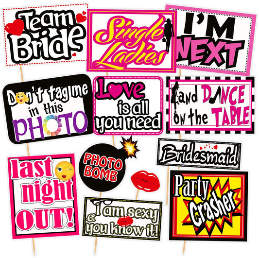 SYGA Set of 12 Bachelorette Party Photo Booth Props
