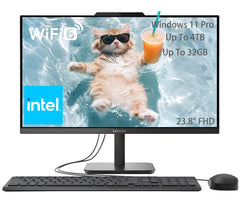 Lenovo 23.8" FHD All-in-One Desktop Computer for Home & Business, Intel N100 (up to 3.4 GHz), 8GB RAM, 512GB SSD, Intel UHD Graphics, RJ45, Bluetooth, HDMI, Wi-Fi, Keyboard & Mouse, Windows 11 Pro