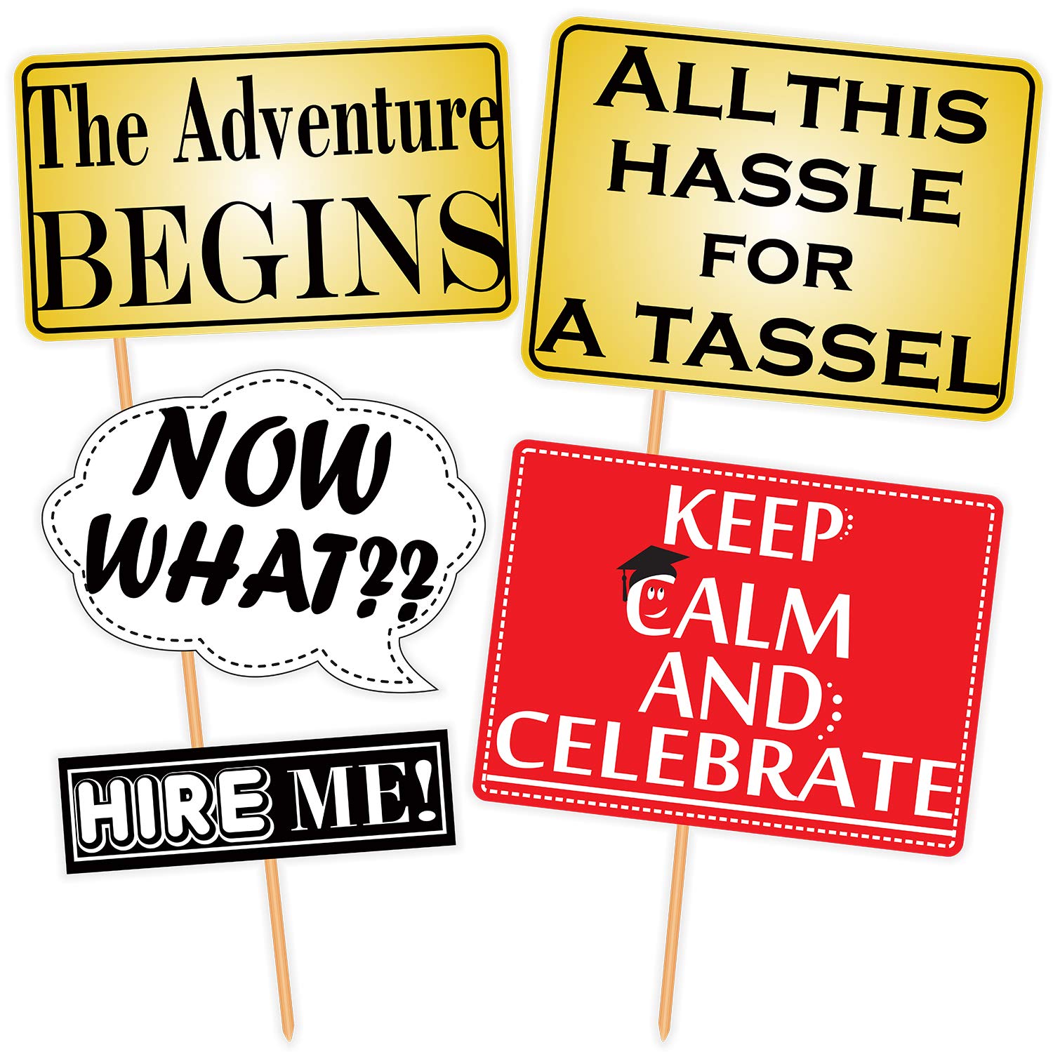 SYGA Graduation Party Photo Booth Props Craft Item, Multi Color (Set of 23)