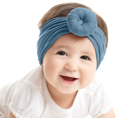 SYGA Pack Of 2 Baby Headbands Soft Cotton Strechable Turban Hairbands For Newborn Infant Toddlers Kids 0-3 Years (Pink-Grey)