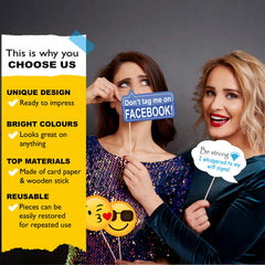 SYGA Set of 21 Social Media Party Photo Booth Props