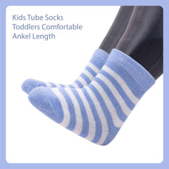 MOMISY 5 Pairs Baby Kids Girl Boys Tube Socks Toddlers Comfortable Ankel Length gifts (Striped, 1 to 3 year)
