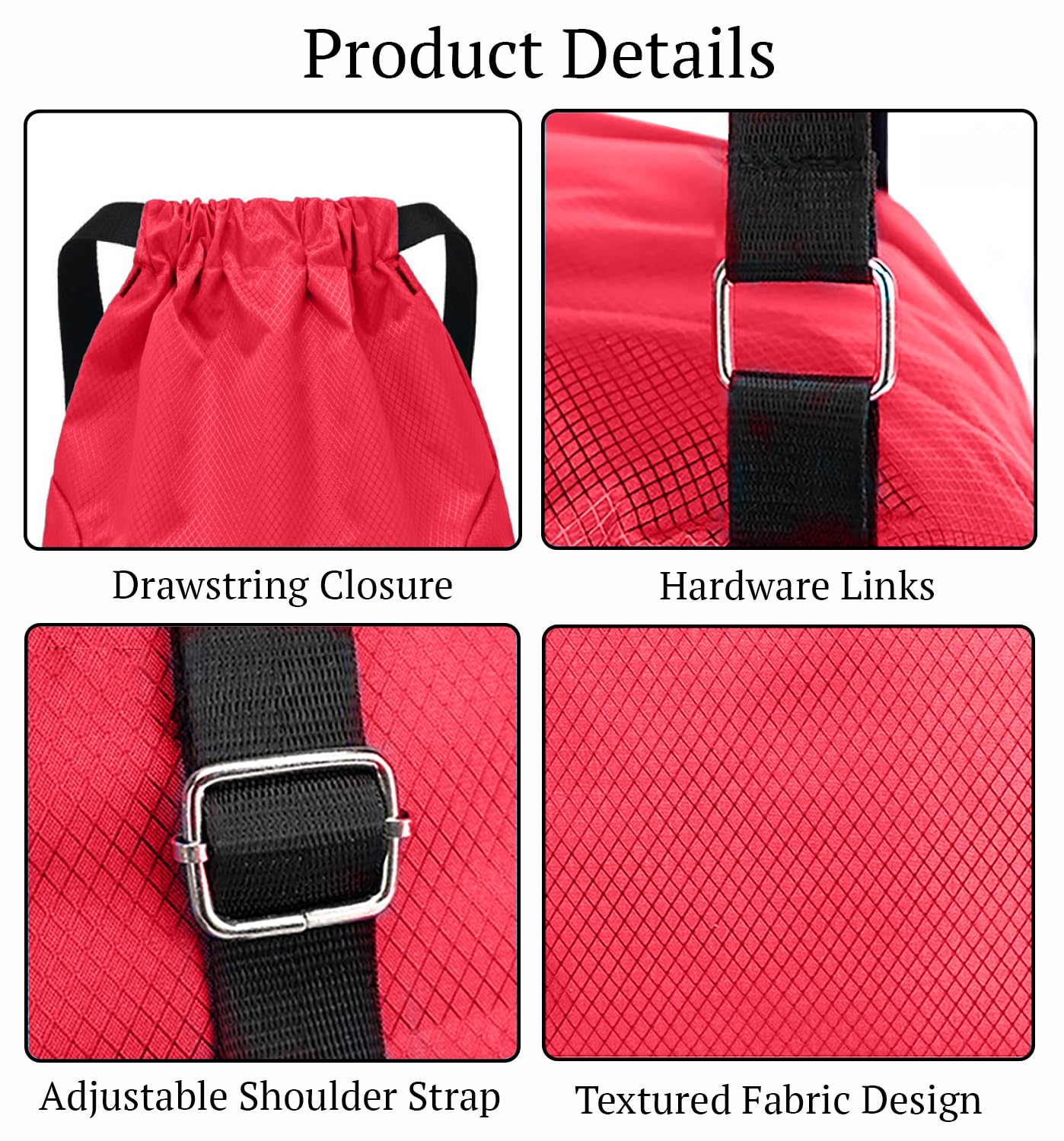 SYGA Drawstring Backpack for Gym, Yoga, Running, Swimming, Beach, Camping, Travel Bag Sports Fitness Club Student Training Bag(Red)
