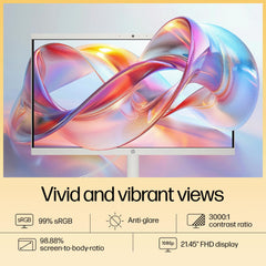 HP All-in-One, Intel N200,21.45'' (54.5 cm), FHD, 8GB DDR5, 512GB SSD, Intel UHD Graphics, 720P HD Camera W/Privacy Shutter, Dual Speakers (Win11, White, 4.17 Kg) Dg0154in