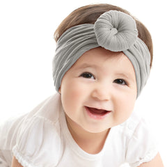 SYGA Pack Of 2 Baby Headbands Soft Cotton Strechable Turban Hairbands For Newborn Infant Toddlers Kids 0-3 Years (Pink-Grey)