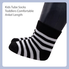 MOMISY 5 Pairs Baby Kids Girl Boys Tube Socks Toddlers Comfortable Ankel Length gifts (Striped, 1 to 3 year)