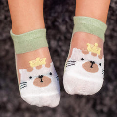 MOMISY Kids Ankle Socks, 5 Pairs, Tube Style, for Toddlers and Infants (IN, Age, 12 Months, 24 Months, AnimalZero)