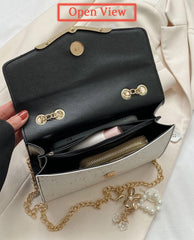 SYGA Women's Crossbody Clutch Sling Bags with Chain with Pearls and Coin Purse Mobile Phone Bag(Red)