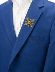 SYGA Men's Collar Pin, Cross Design, Gold Tone with Crystals, Gold