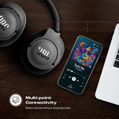 JBL Tune 770NC Wireless Over Ear ANC Headphones with Mic, Upto 70 Hrs Battery, Speed Charge : 5 min Charge Gives up to 3H of Playback, Customized EQ, Google Fast Pair, Dual Pairing, BT 5.3 (Black)