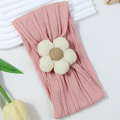 MOMISY Baby Headbands for Girls, Stretchy Flower Design, Pack of 3, Baby Shower Gift (OffWhite PinkPurple Khaki, 0-6Y)