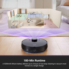Eureka NER710 2-in-1 Robot Vacuum & Mop with 8000Pa suction, 5th-Gen LDS laser navigation, multi-floor mapping, 180-min runtime, 3-in-1 cleaning for pet hair, carpets & hard floors, App/Alexa support.