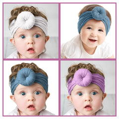 SYGA Pack Of 2 Baby Headbands Soft Cotton Strechable Turban Hairbands For Newborn Infant Toddlers Kids 0-3 Years (Pink-Grey)
