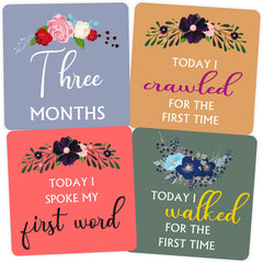SYGA Flower Design Newborn Baby Monthly Age Milestone Cards - (Paper, Size: 16 x 11.5 cm, Multicolour) -Set of 12 Cards