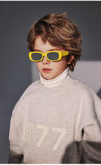 SYGA Children's Square Frame Matte Cartoon Baby Sunglasses Uv400 Anti-Ultraviolet Kids Glasses - 4 to15 years old (Yellow)