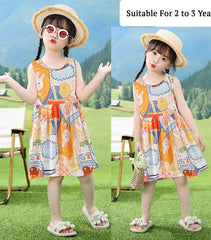 SYGA Baby Girls Cotton Silk Summer Dress Perfect Outfit for Your Little Princess 110 Yard, Suitable for Age 2-3 Years Old(Pink Flower)