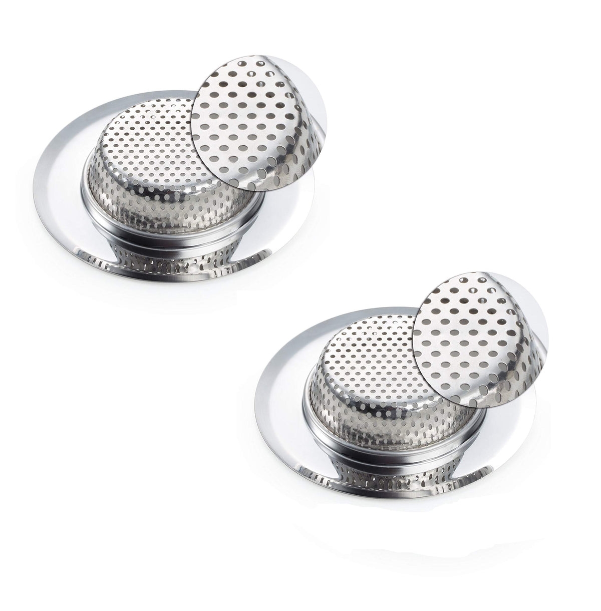 SYGA Heavy Duty Large Rust Free Stainless Steel Kitchen Sink Strainer Plug, Filter Stopper Mesh Jali Long Hair Food Blockages Cleaning Tool (11.3 cm, Diameter 7.3cm to 9.0cm) - 2 pieces