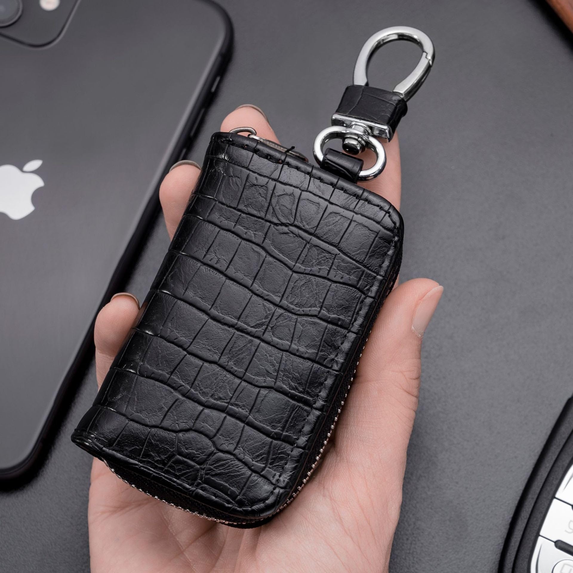 SYGA Car Key Bag Creative Style Car Zipper Fashion Protective Case for Men and Women(Key-Black)