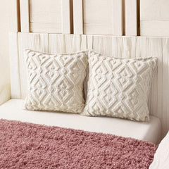 MOMISY Corduroy Cushion Throw Pillow Covers, Diamond, 45 x 45 cm, 18 x 18 inch (2, Beige2)