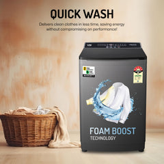 VW V8 TurboWash 8 Kg 5 Star Fully-Automatic Top Loading Washing Machine (Grey)