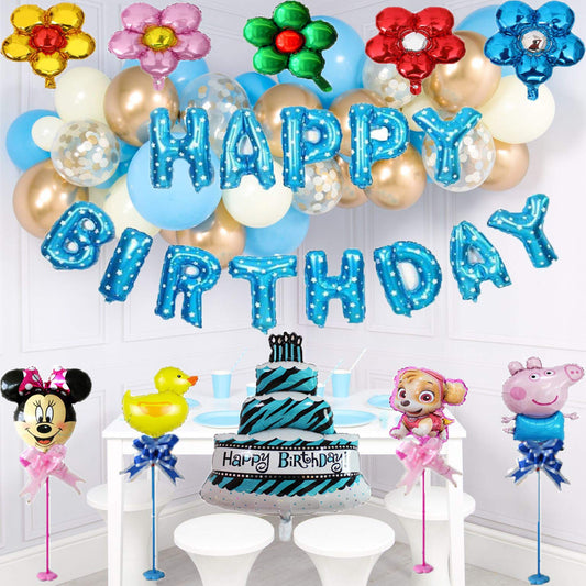 SYGA Cute Birthday Party Balloons Set - Happy Birthday Letters Balloons and Birthday Celebration Balloons Supplies Birthday Party Decoration Kits for Birthday (Blue)