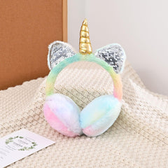 SYGA Winter Fashion Lovely Unicorn Horn Gold Earmuffs Plush Ear Cold protection Suitable for 10 Years above