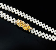 SYGA Pearl Adjustable Waist Belt with Hollowed Tassel Detail, Suitable Size for Waist 24-34 INCH