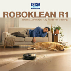 KENT RoboKlean R1 Black 2-in-1 AI Robotic Vacuum Cleaner & Mop, 8500Pa Suction, 5200mAh Battery, 3D Mapping, Laser Navigation, Wet & Dry Cleaning, 260 Minutes Run-Time, Floor & Carpet, Anti Fall
