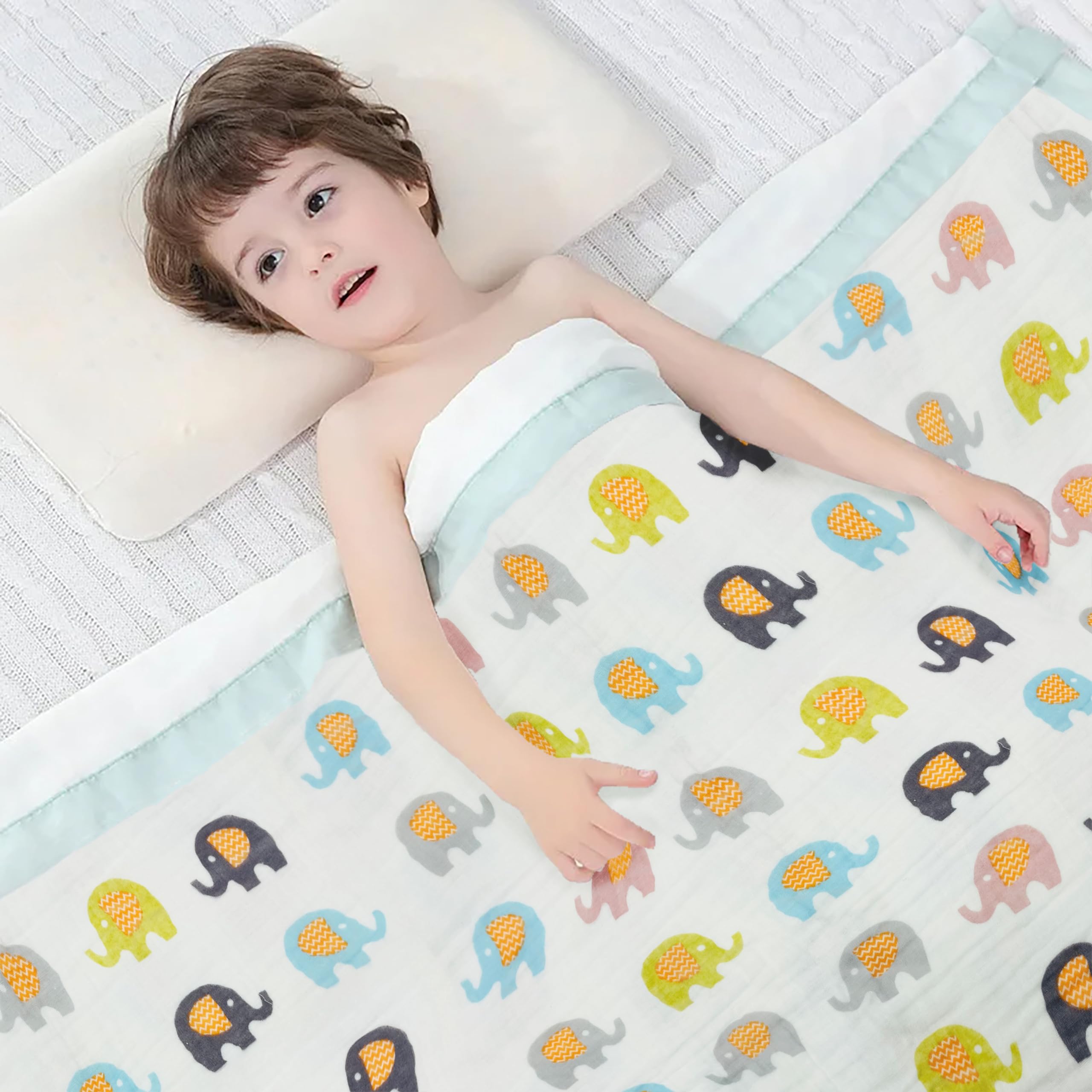 SYGA 110CM Baby Swaddle Blankets 6 Layer Muslin Swaddle Wrap 100% Cotton Stroller Cover Receiving (Avocado)