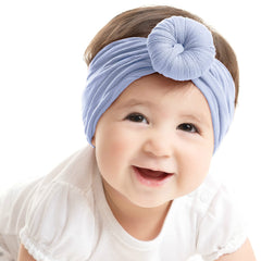 SYGA Pack Of 2 Baby Headbands Soft Cotton Strechable Turban Hairbands For Newborn Infant Toddlers Kids 0-3 Years (Pink-Grey)