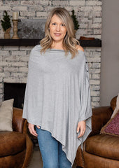 MOMISY Nursing Cover Scarf for Breastfeeding - MultiUse - Nursing Blanket – Poncho Style with Buttons - Stretchy Baby Car Seat Canopy - Elegant Shawl - Made of 100% Modal - Grey