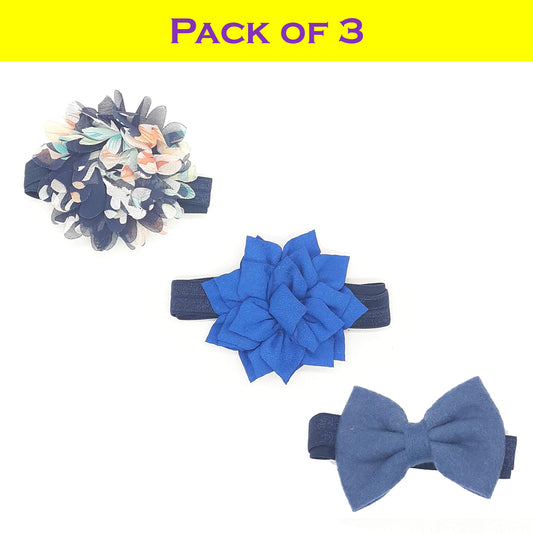 SYGA 3 Pcs Baby Headband Naylon Bow Stretchable Hairband Suitable for Newborn Infant Toddler Kids 0-3 Year (Grey)