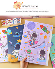 SYGA Cartoon Astronaut 6-Gate File Folder for A4 Student Exam Paper Organizing and Storage(Purple)