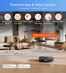 ILIFE A20 Pro Robot Vacuum Cleaner & Mopping,6500Pa Strong Suction,Advanced LiDAR Navigation,Customized Cleaning Upto 4500sft,5200mAh,WiFi App,Alexa,GH,Ideal for Cats,Dogs Hair