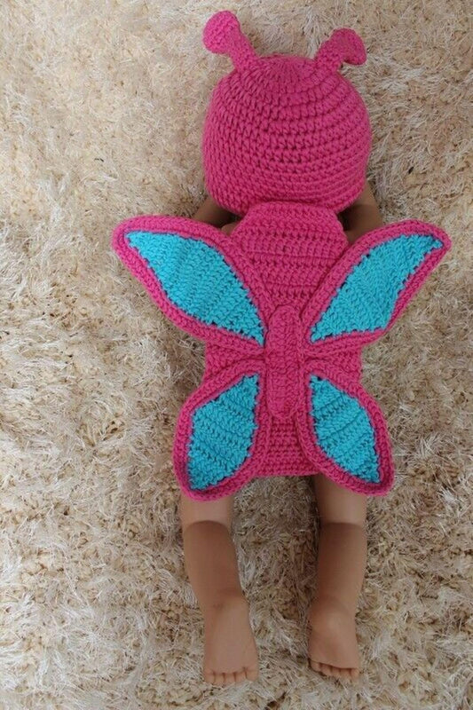 MOMISY Newborn Photography Props Baby Girl Boy Photo Props for Infant Hand Crocheted Butterfly Outfit-Pink Blue