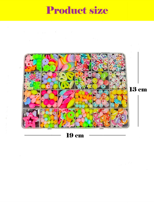 SYGA Plastic Beads for Kids Crafts Children's Jewelry Making Kit DIY Bracelets Necklace Hairband and Rings Craft Kits Birthday for 4, 5, 6, 7-Year-Old Little Girls(DIYBeadsSet-9) Multicolor