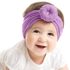 SYGA Pack Of 2 Baby Headbands Soft Cotton Strechable Turban Hairbands For Newborn Infant Toddlers Kids 0-3 Years (Pink-Grey)