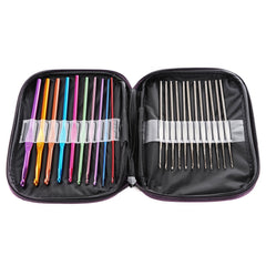 SYGA Aluminium Crochet Hooks Knitting Needles Set with Case (Multicolour) - 22 Pieces