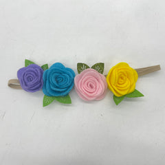 MOMISY Headbands Rose Soft Synthetic Hair bands for Girls, kids, Infants and Toddlers (PplBluPnkYlo-St1)