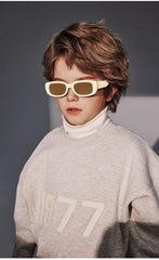 SYGA Children's Square Frame Matte Cartoon Baby Sunglasses Uv400 Anti-Ultraviolet Kids Glasses - 4 to15 years old (Yellow)